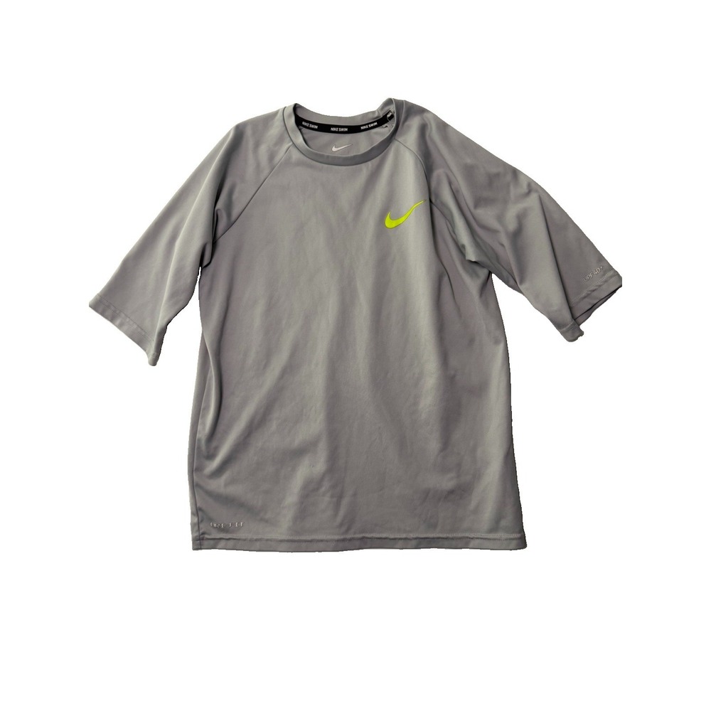 Nike Swim Dri-FIT UPF 40+ Gray Short Sleeve Rash Guard Youth Large